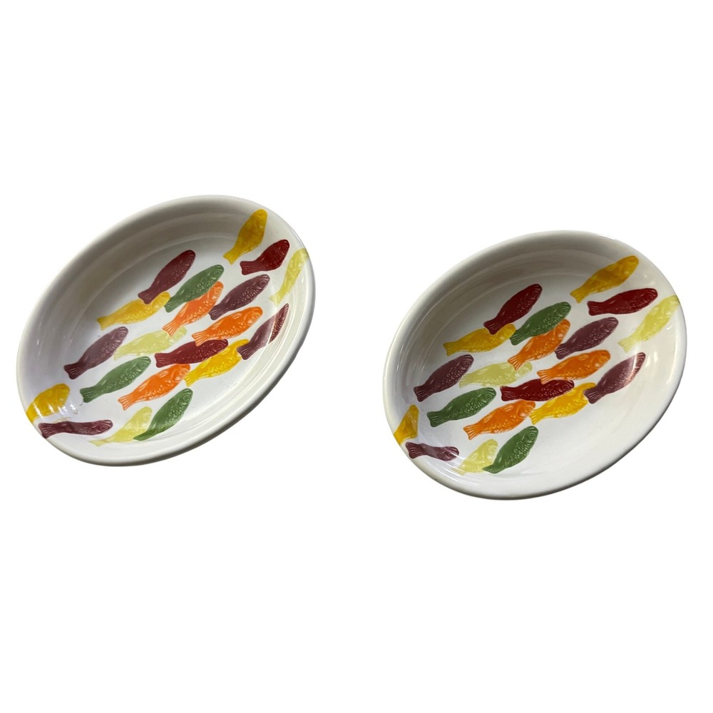 Gibson Swedish Style Fish Ceramic Baking / Soap / Trinket Dish Set of 2